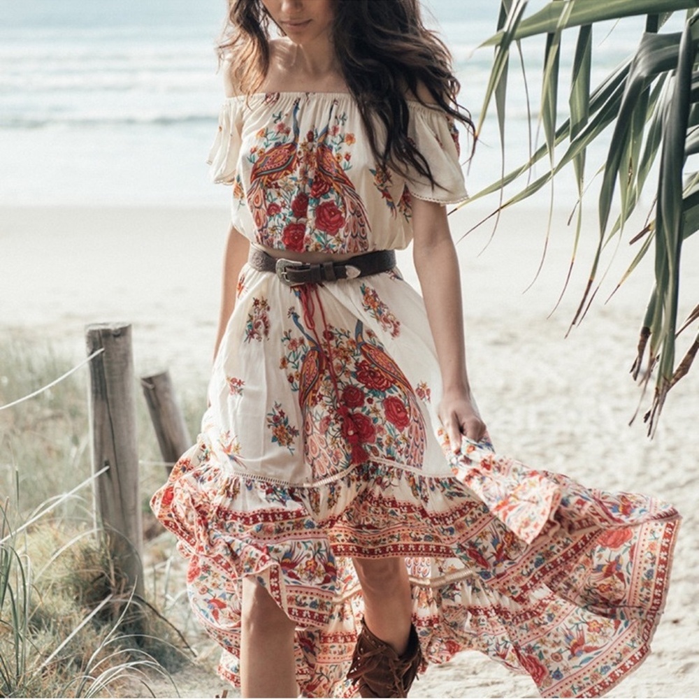 Spell Hotel Paradiso Castaway Maxi Skirt Multi Pearl Small EUC - Picture 8 of 10